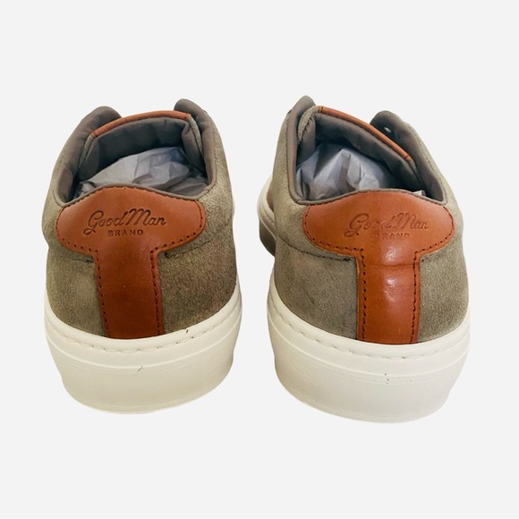 Good Man Brand Men’s Sneakers 9.5 Army Green Suede Brown Leather Low Top Italian - Picture 3 of 10